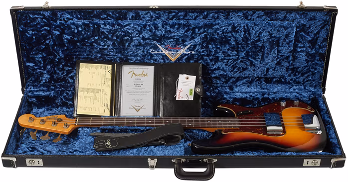 Fender Custom Shop 66 Precision Bass JRN Relic Faded Bleached 3-Color Sunburst - Basse électrique