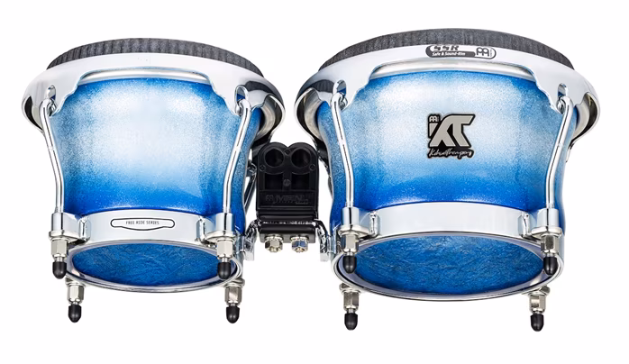 Meinl Artist Series Bongo William "Kachiro" Thompson, REMO® Black Calfskin Skyndeep Heads - 7" & 8 1/2" Electric Sky - Bongos