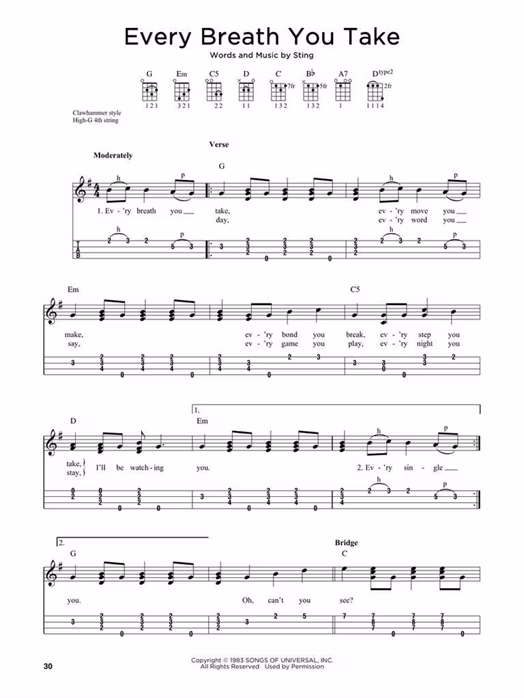 MS First 50 Songs You Should Clawhammer Strum - Partition pour ukulélé