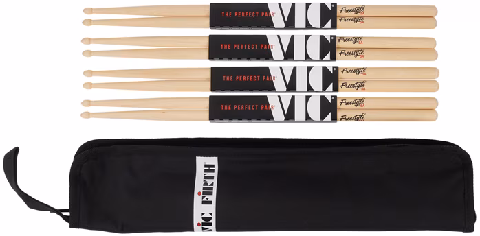 Vic Firth 5A Freestyle Bundle - Le meilleur prix - ensemble de baguette Hickory