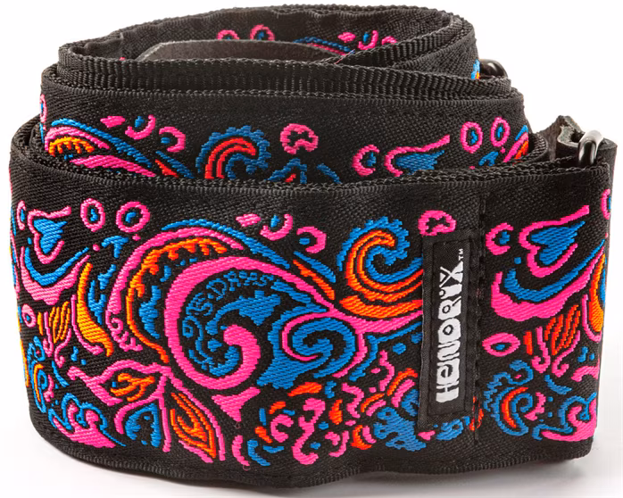 Dunlop Jimi Hendrix Blacklight Love Drops Pink Strap - Sangle de guitare