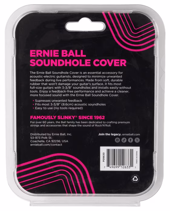 Ernie Ball Acoustic Sound Hole Cover 3-3/8in - Sourdine pour rosace