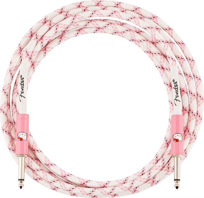 Fender Hello Kitty White/Pink Woven Cable 10' - Câble d'instrument