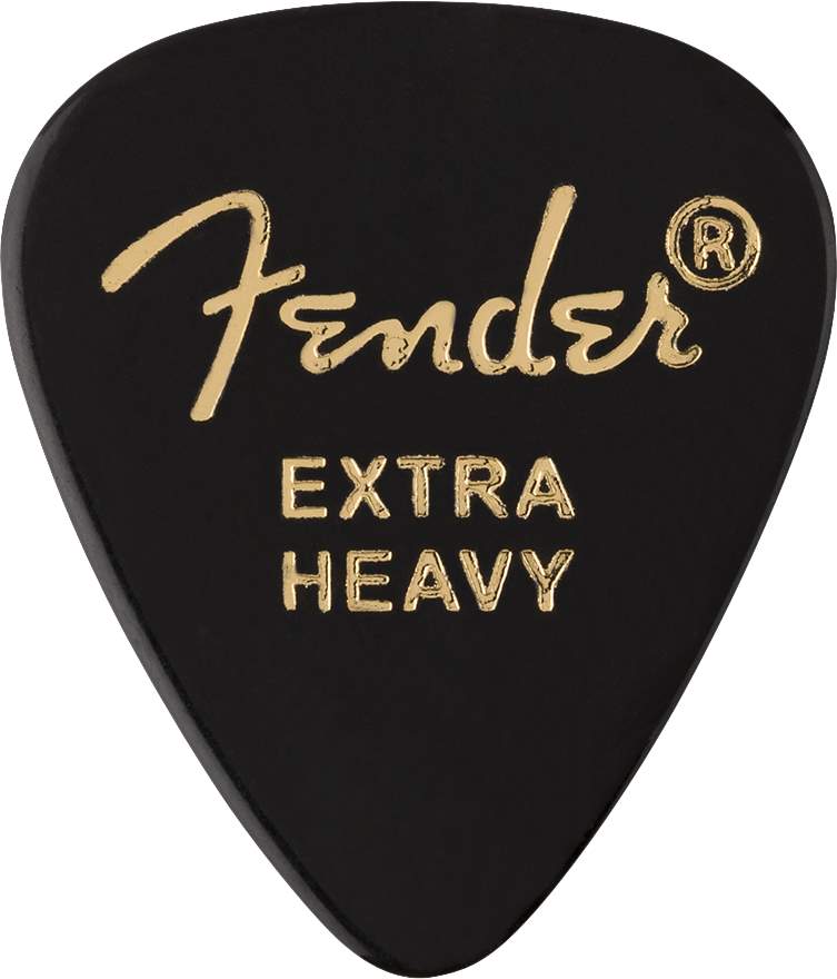 FENDER 351 Shape Picks, Extra Heavy, Black Médiator