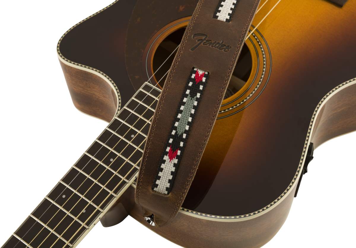 FENDER Paramount Acoustic Leather Strap Brown Sangle de guitare
