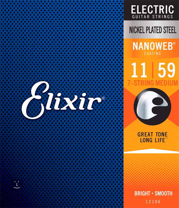 Elixir Nanoweb 7-String Medium - 7 húros elektromos gitár húrok