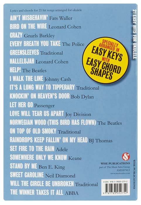 MS 21 Easy Hits For Ukulele - Ukulelé kotta