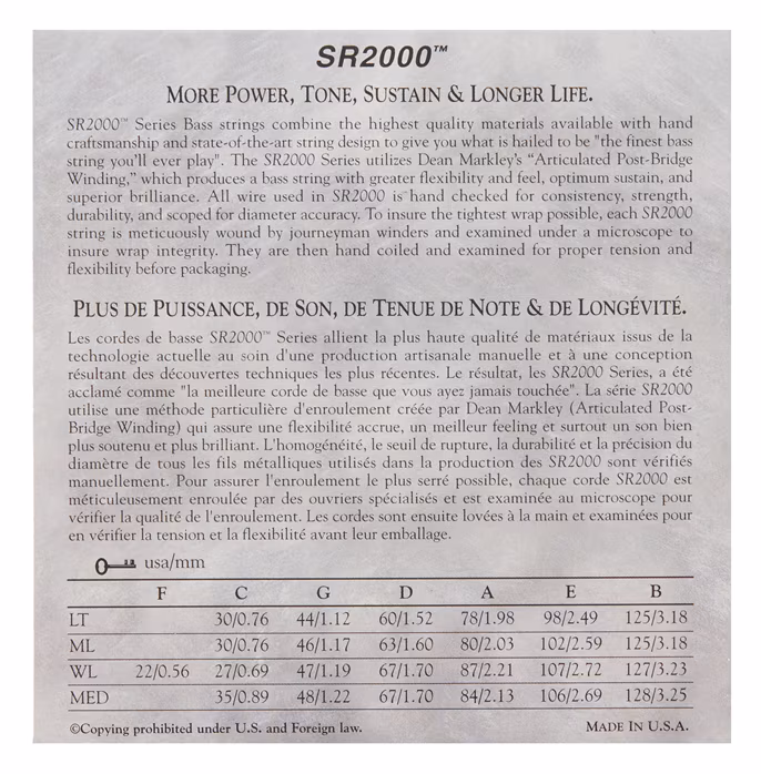 Dean Markley 2695 5MED 48-128 SR2000 Bass - 5 húros basszusgitár húrok