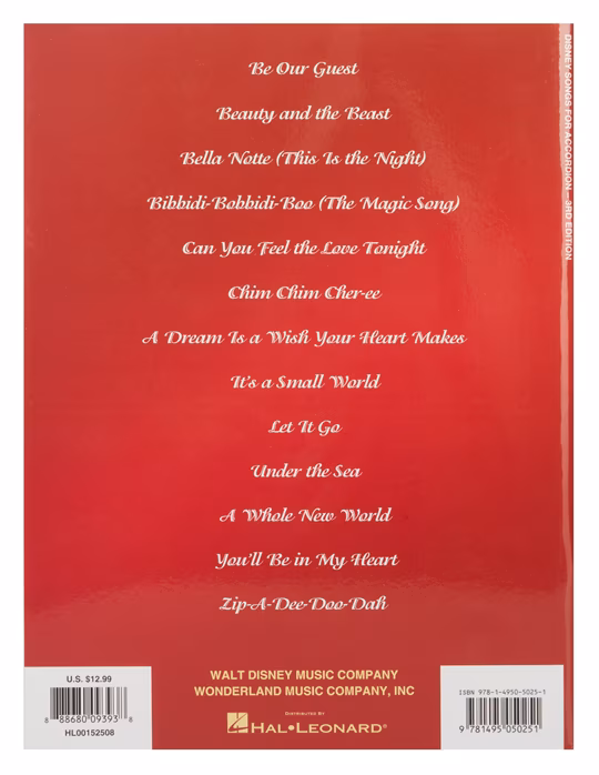 MS Disney Songs for Accordion: 3rd Edition - Tangóharmonika kotta