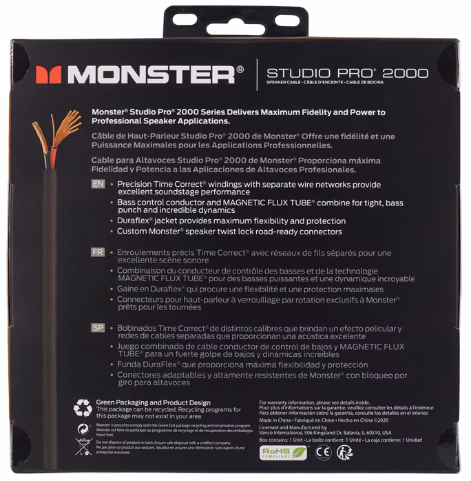 Monster Studio Pro 2000 20' Speaker Cable (használt) - Hangfal kábel