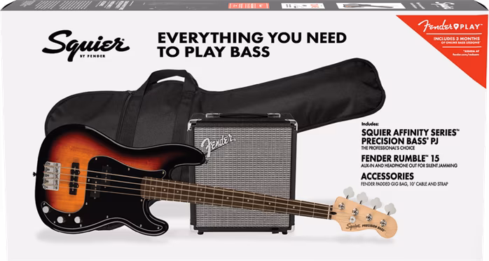 Fender Squier Affinity Series PJ Bass Pack 3TS (használt) - Basszusgitár szett