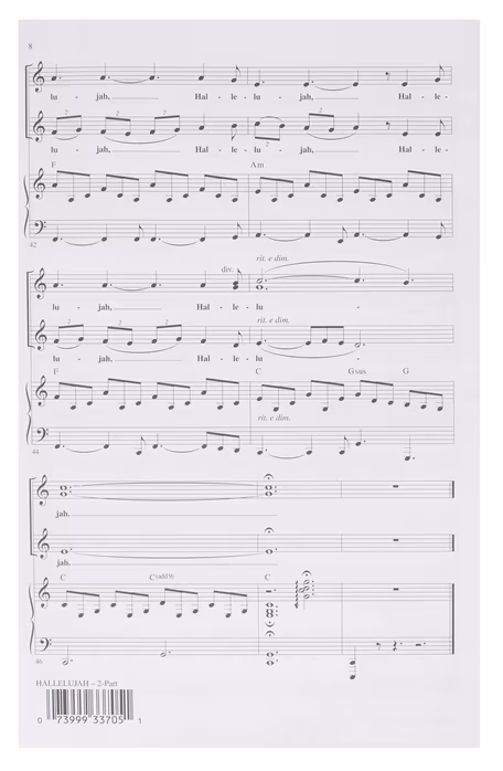 MS Leonard Cohen: Hallelujah (Shrek) - 2-Part - Ének kotta