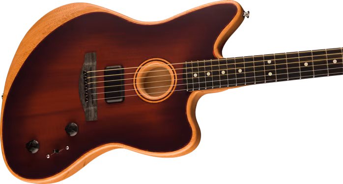 Fender American Acoustasonic Jazzmaster All-Mahogany EB BB - Elektroakusztikus hibrid gitár