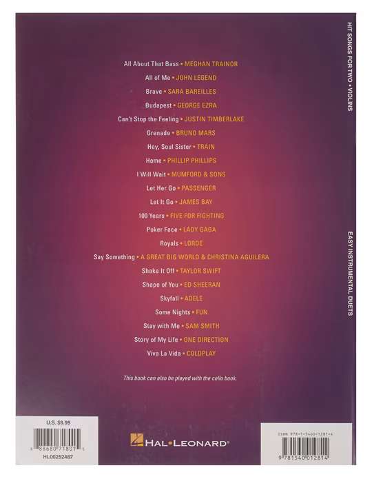 MS Hit Songs For Two Violins - Hegedű kotta