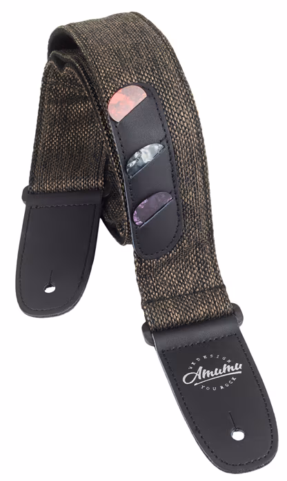 Amumu Cotton & Linen Woven Strap Brown - Gitár hevederek