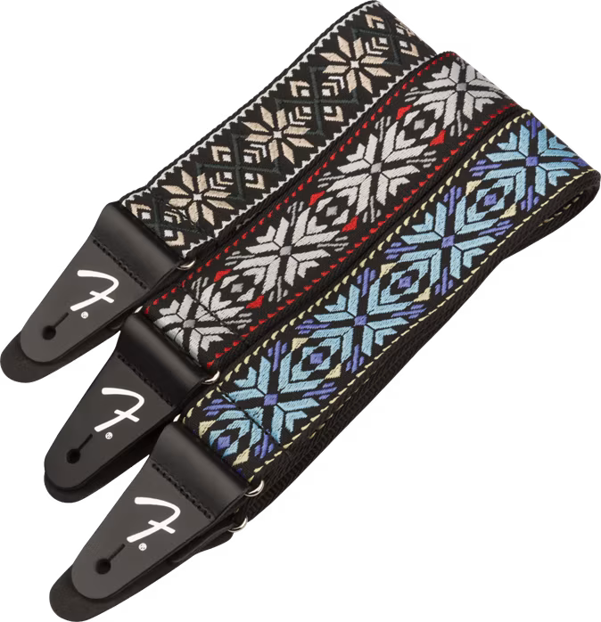 Fender Pasadena Woven Strap, Blue Snowflake, 2" - Gitár hevederek