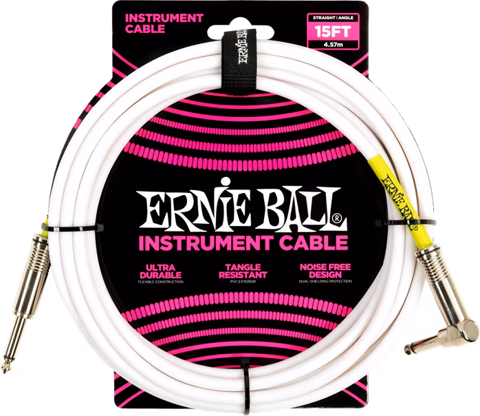 Ernie Ball Instrument Cable 15' White - Hangszer kábel