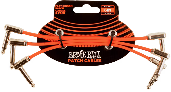 Ernie Ball 6" Flat Ribbon Patch Cable Red 3-Pack - Összekötő kábel