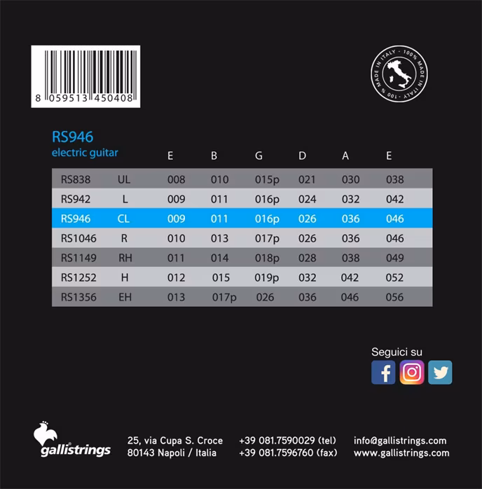 Galli RS946ds Nickel Double Set Custom Light - Húrok elektromos gitárra