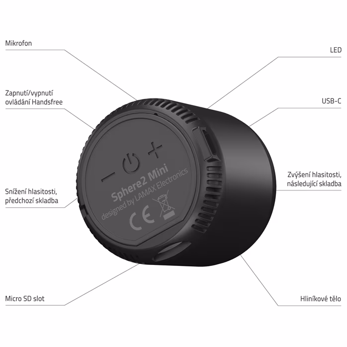 LAMAX Sphere2 Mini USB-C - Vezeték nélküli hordozható hangfal