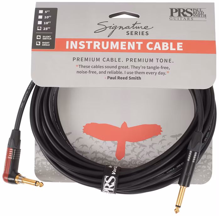 PRS Signature Instrument Cable 25' Angled Silent-Plug - Hangszer kábel