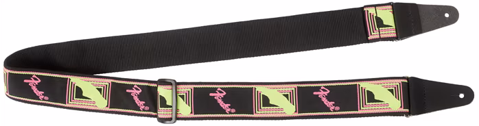 Fender Neon Monogram Strap Yellow/Pink - Gitár hevederek