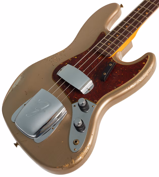 Fender Custom Shop 61 Jazz Bass Heavy Relic Shoreline Gold - Elektromos basszusgitár