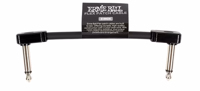 Ernie Ball Flex Patch Cable 3" Black  - Összekötő kábel