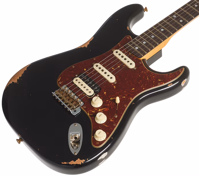 Fender Custom Shop 67 HSS Stratocaster Relic Aged Black - Elektromos gitár