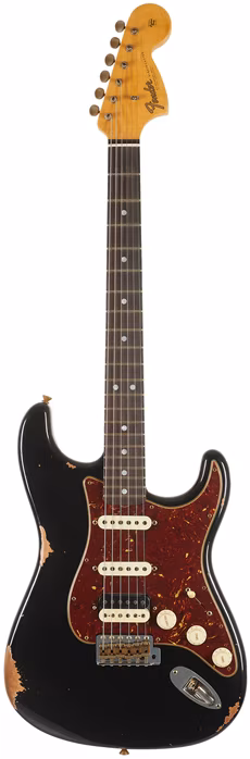 Fender Custom Shop 67 HSS Stratocaster Relic Aged Black - Elektromos gitár