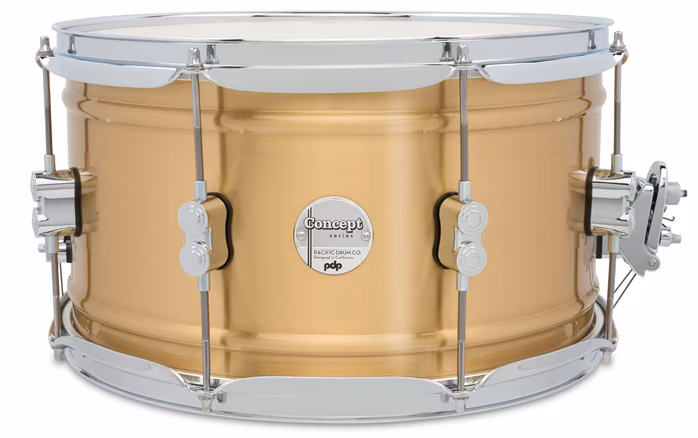 PDP 14" x 8" Concept Metal Satin Brushed Brass Snare Drum (kicsomagolt) - Pergődob