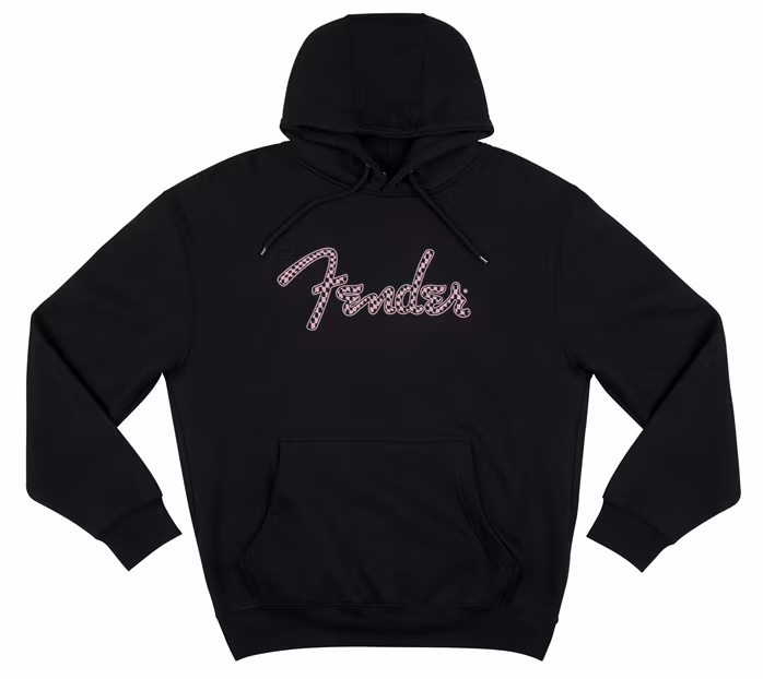 Fender Spaghetti Logo Wavy Checker Hoodie Pink XL - Pulóver