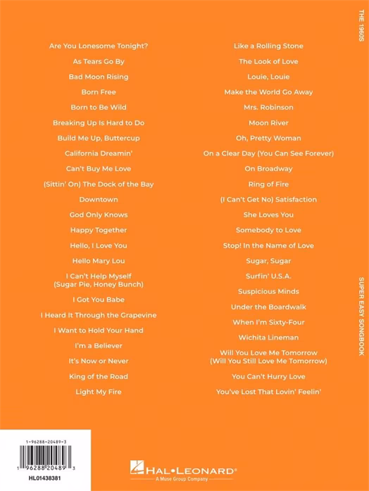 MS The 1960s - Super Easy Songbook - Zongora kotta