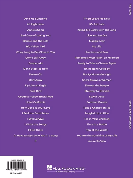 MS The 1970s - Super Easy Songbook - Zongora kotta