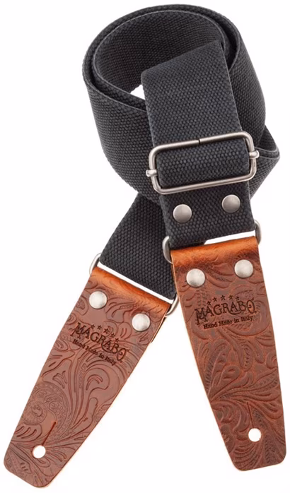 Magrabò Stripe SC Entry Olded Black 5 cm Brown Ends - Gitár hevederek