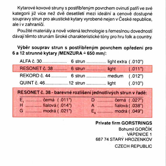 Gorstrings Resonet Folk 1149 - Fém húrok akusztikus gitárra