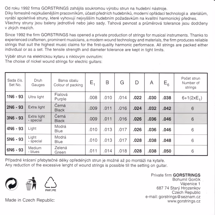 Gorstrings Gor 3N693 0946 Hybrid - Húrok elektromos gitárra