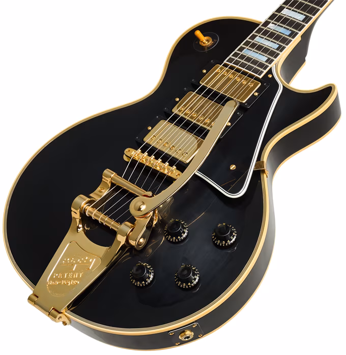 Gibson Custom Shop 1957 Les Paul Custom Reissue 3-Pickup Bigsby VOS Ebony - Elektromos gitár