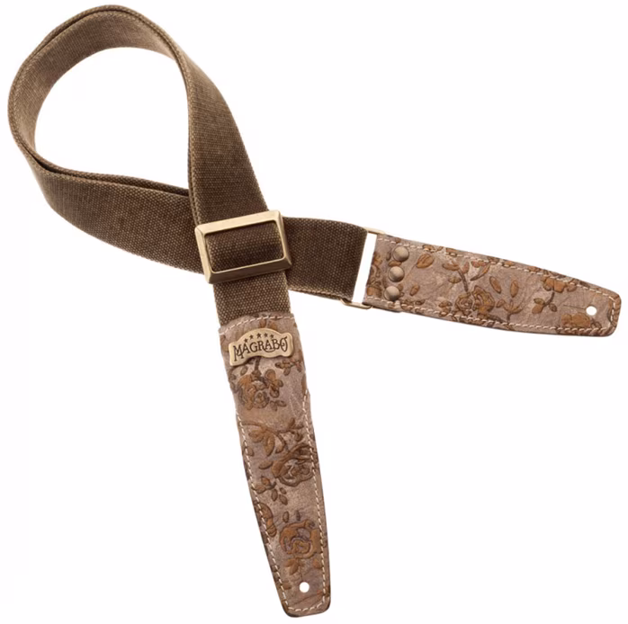 Magrabò Stripe SS Cotton Washed Green / Rosa Dorata 5 cm - Gitár hevederek