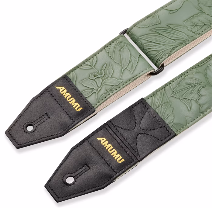 Amumu Embossed Leaf Green - Gitár hevederek