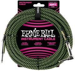 Ernie Ball 10' Braided Cable Black/Green