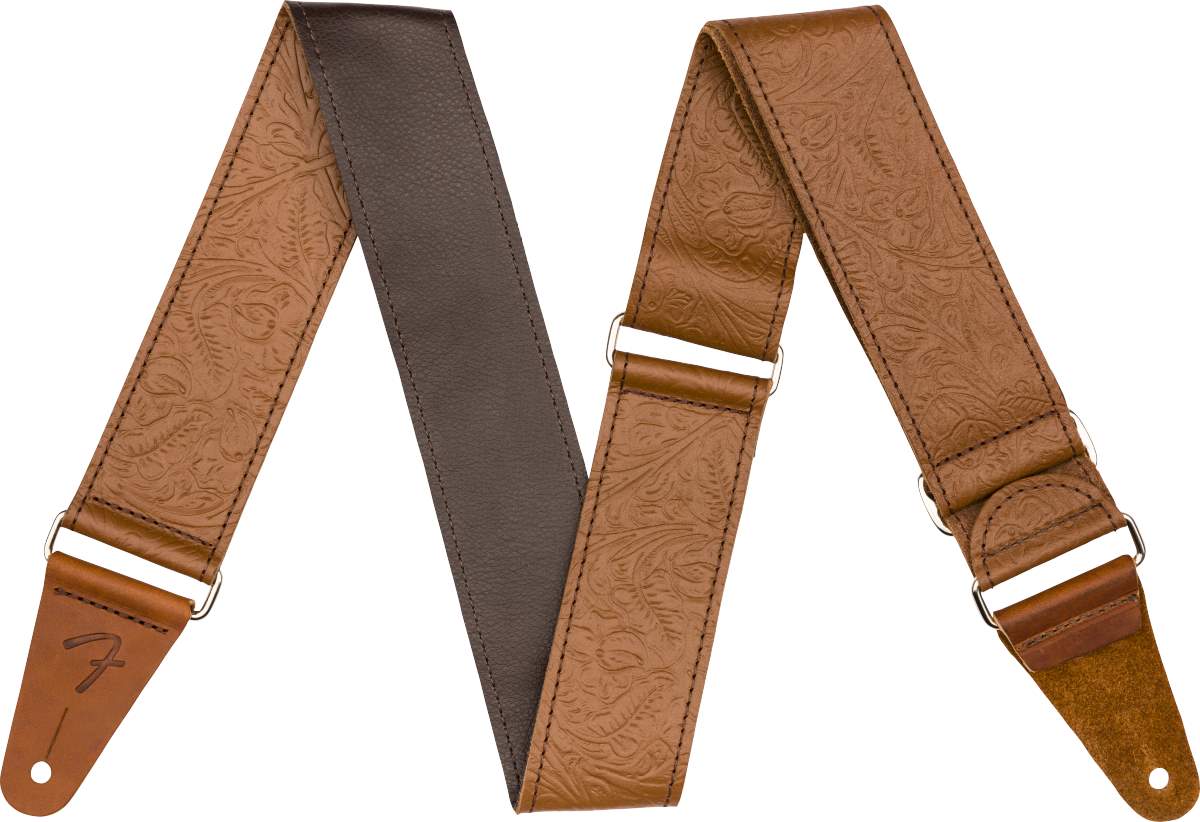 brown leather guitar strap