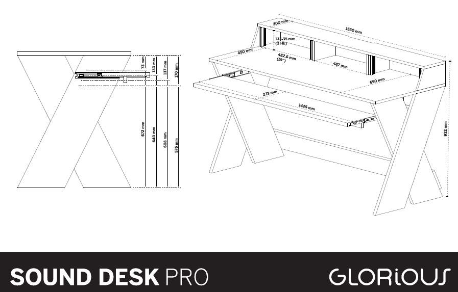 GLORIOUS Sound Desk Pro Black Studio desk