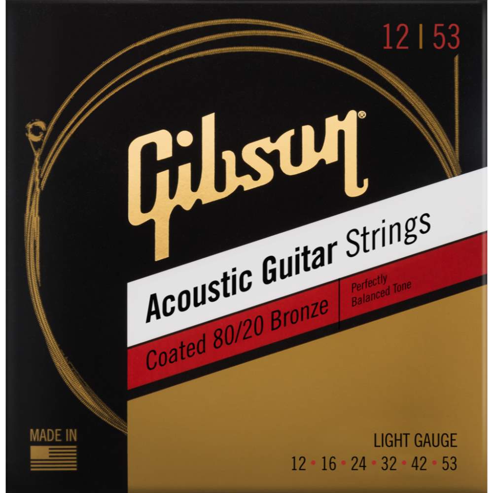 GIBSON Coated 80/20 Bronze Acoustic Guitar Strings Light Steel