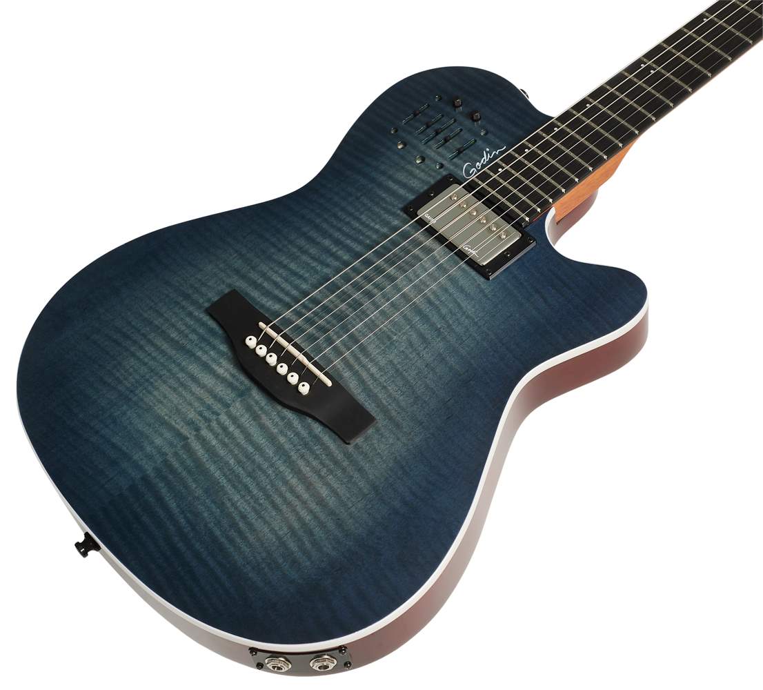 Godin a6 ultra denim blue outlet flame