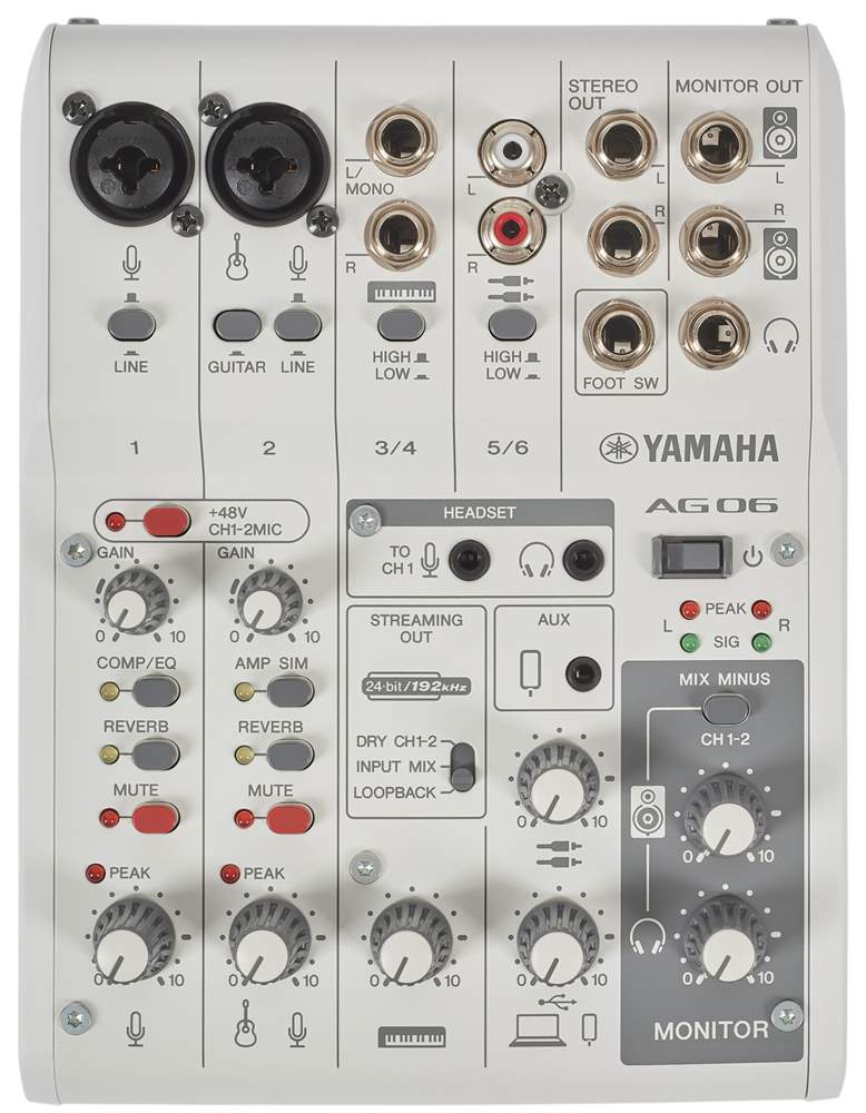 YAMAHA AG06 MK2 White Analogue Mixer | Kytary.ie