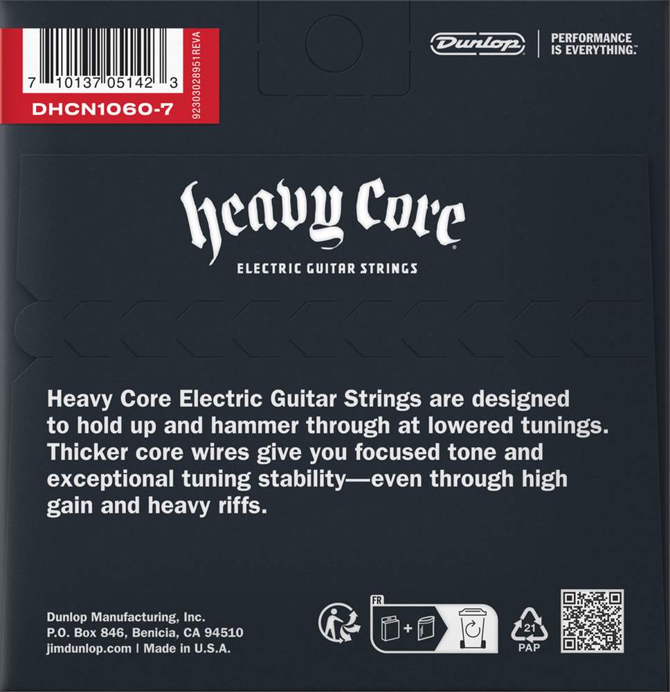 DUNLOP DHCN1060 7 Heavy Core 7 String Electric Guitar Strings