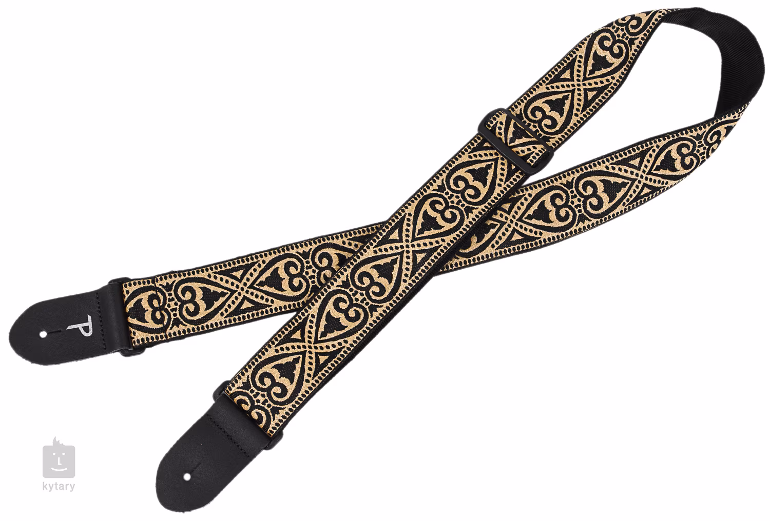 PERRI'S LEATHERS 7033 Jacquard Gold And Black Metallic Guitar Strap