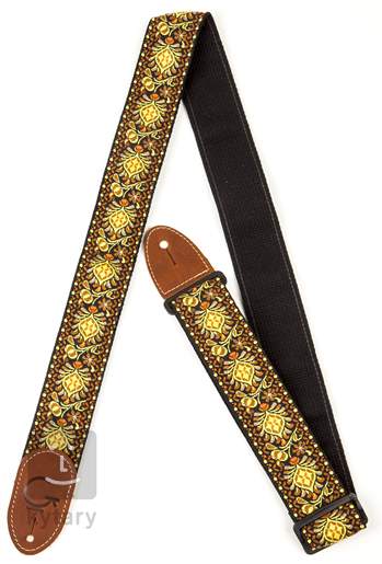 GRETSCH G Brand Strap Yellow Orange Brown Ends Guitar Strap