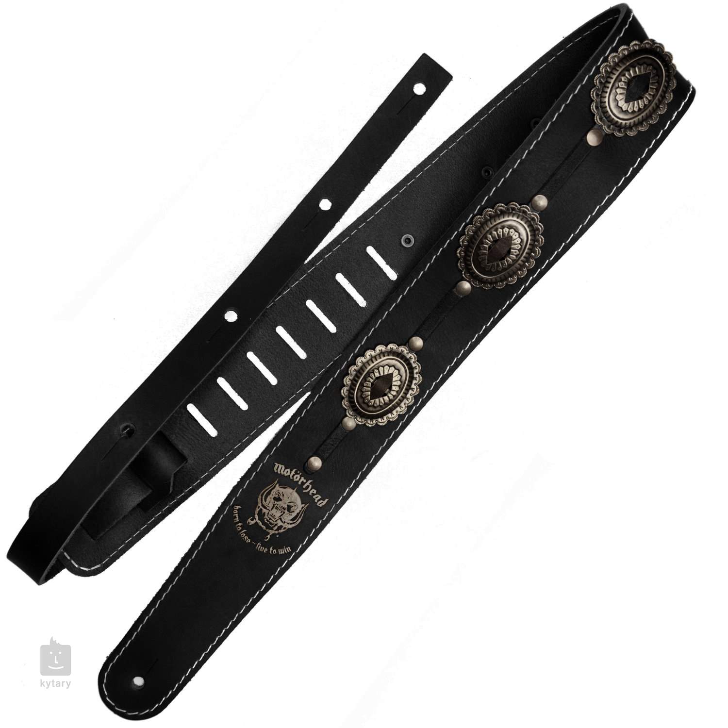 black and silver guitar strap